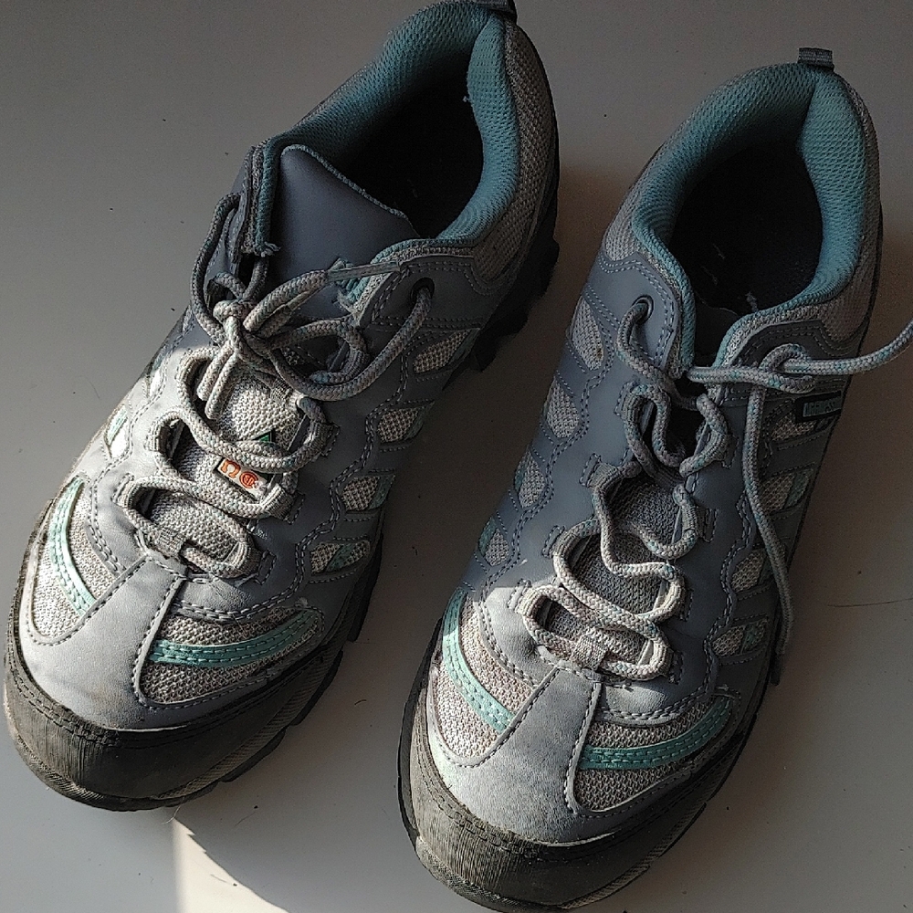 Gray and Teal Hiking Shoes
